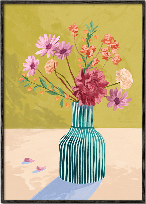 Botanisk plakat stribet vase med buket
