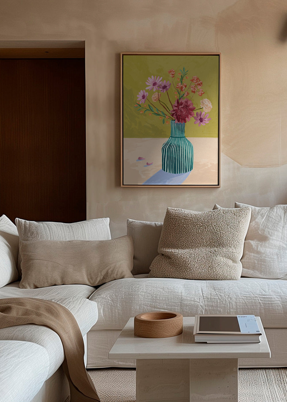 Botanisk plakat stribet vase med buket
