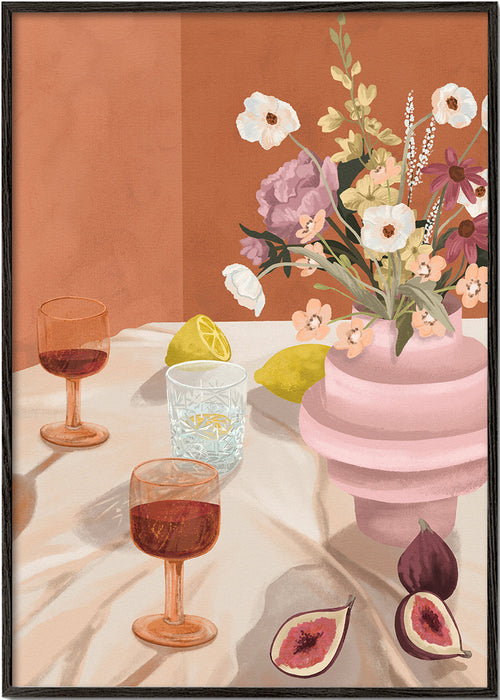 Køkkenkunst: blomsterstilleben med figner