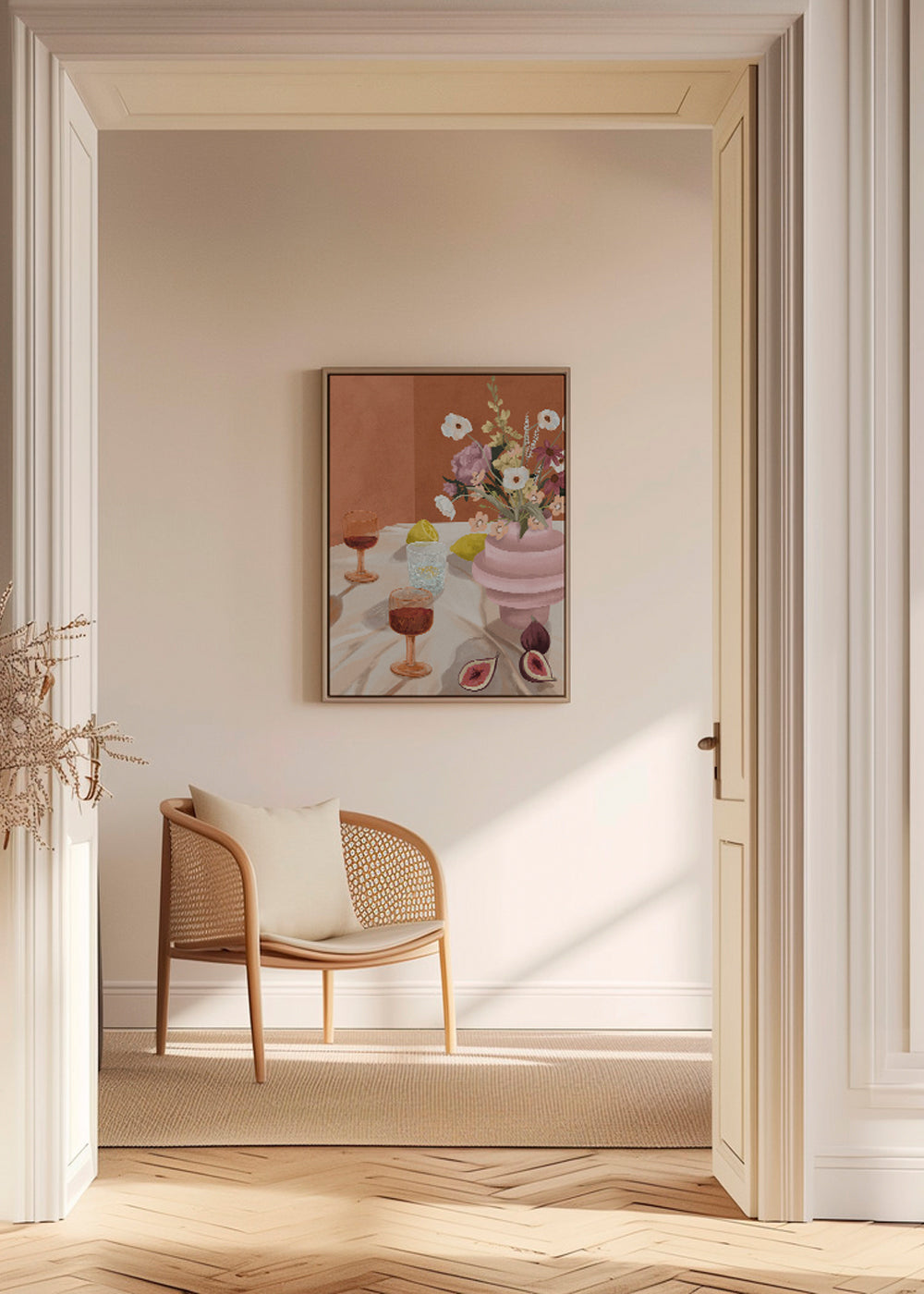 Køkkenkunst: blomsterstilleben med figner