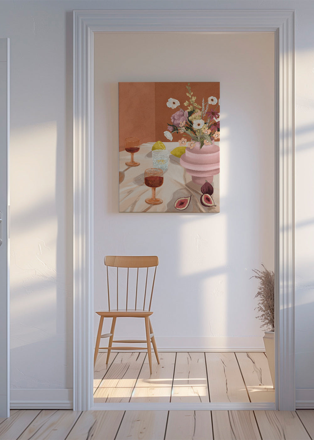 Køkkenkunst: blomsterstilleben med figner