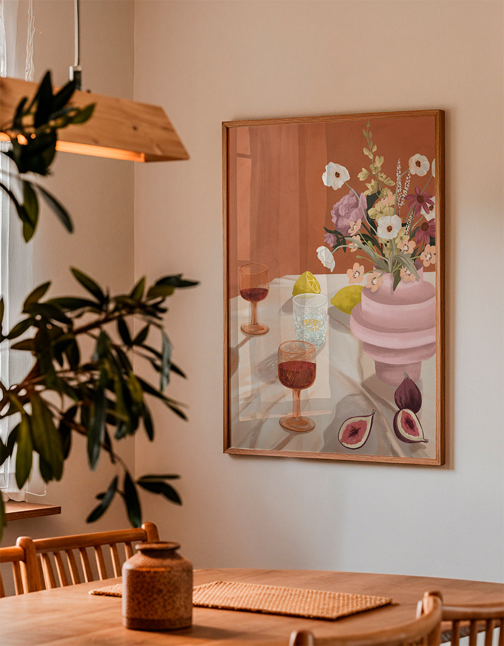 Køkkenkunst: blomsterstilleben med figner