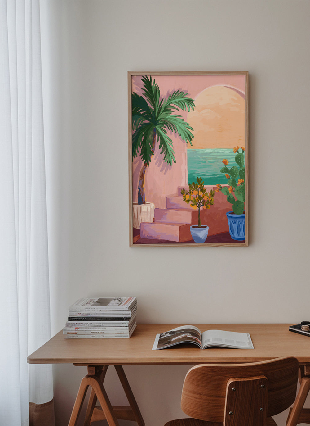 Botanisk plakat med palme og kaktus