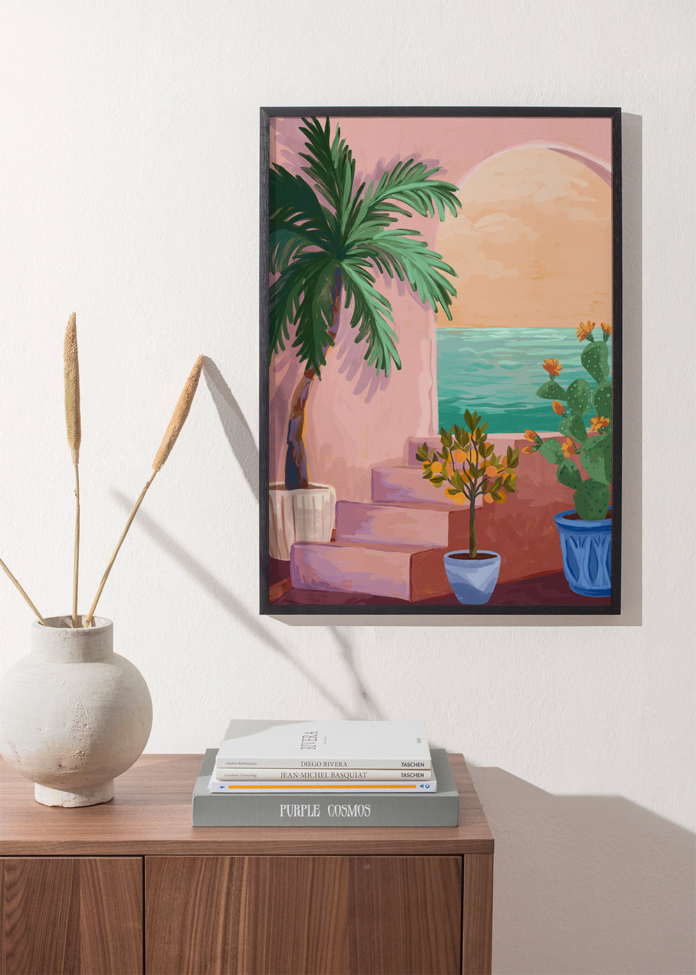 Botanisk plakat med palme og kaktus