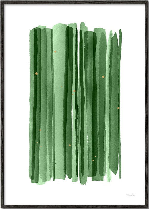 Botanisk plakat med vertikale grønne penselstrøg