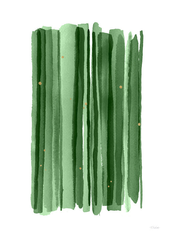 Botanisk plakat med vertikale grønne penselstrøg