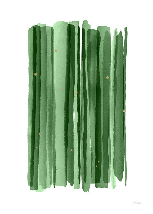 Botanisk plakat med vertikale grønne penselstrøg