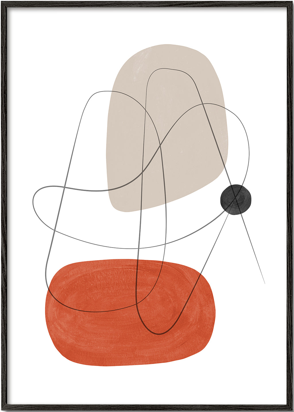 Abstrakt kunst terracotta og beige