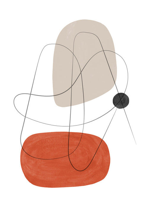 Abstrakt kunst terracotta og beige