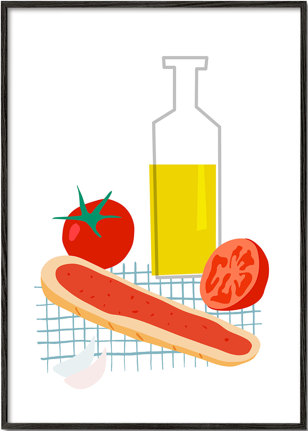Køkkenkunst med brød og tomat illustration