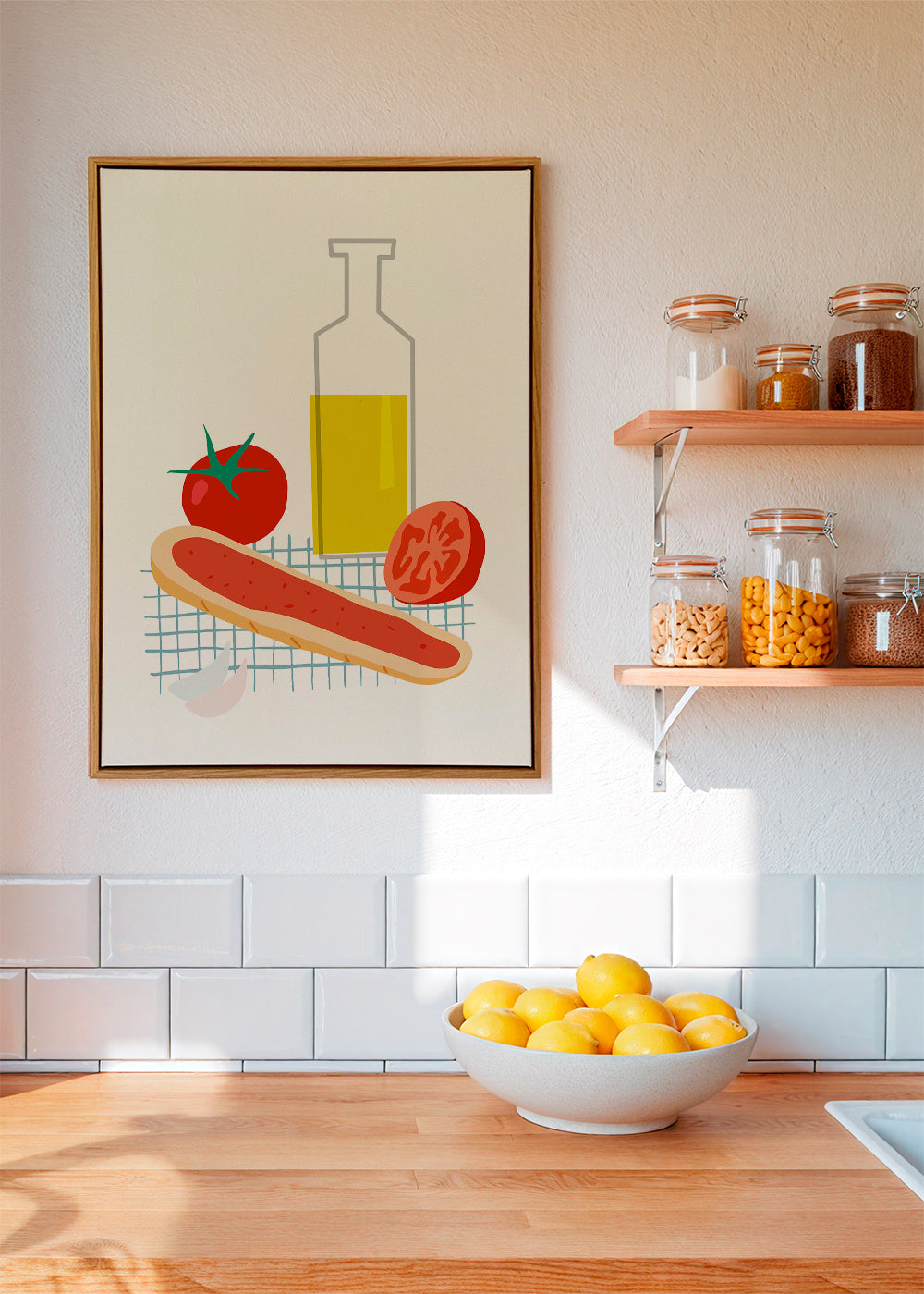 Køkkenkunst med brød og tomat illustration