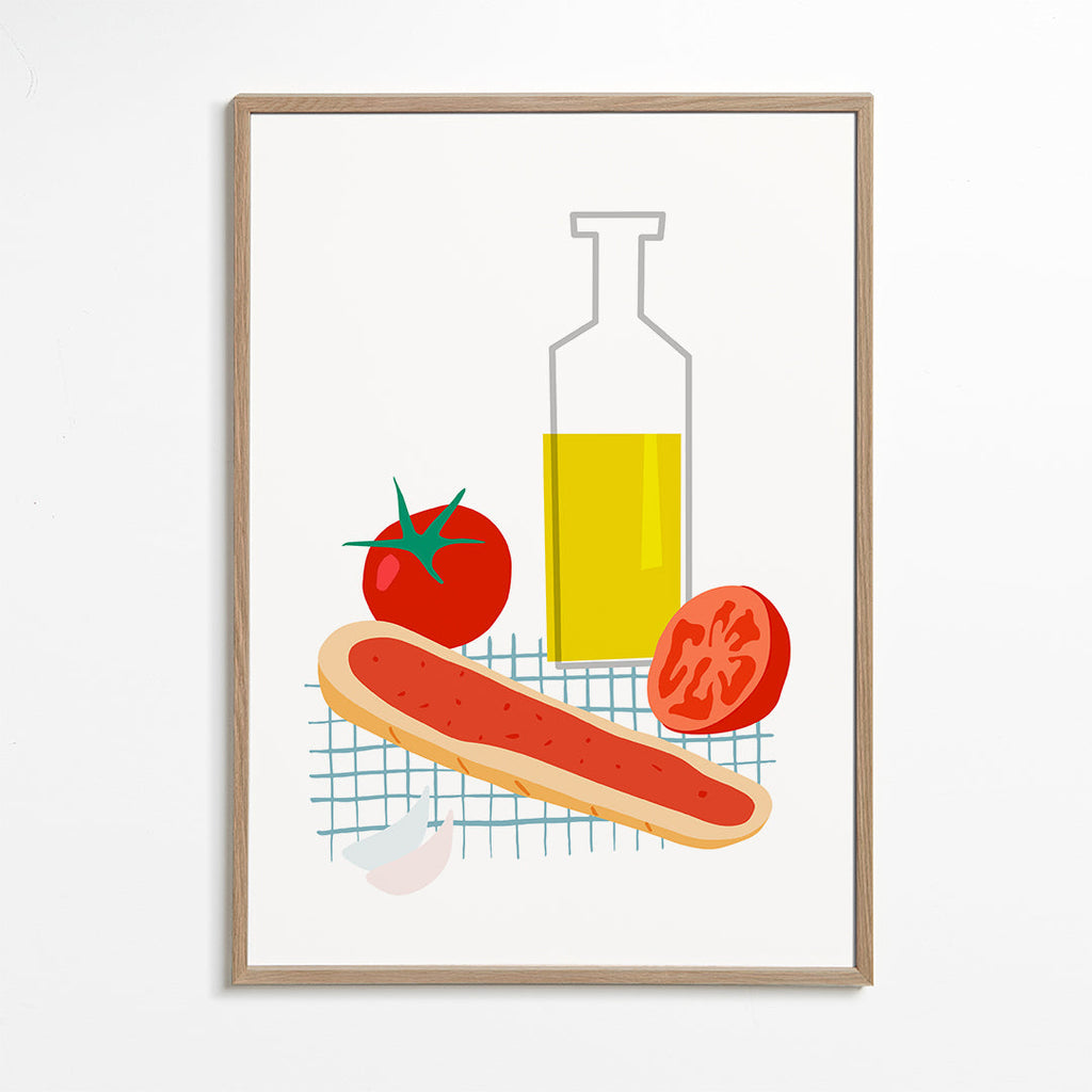 Køkkenkunst med brød og tomat illustration