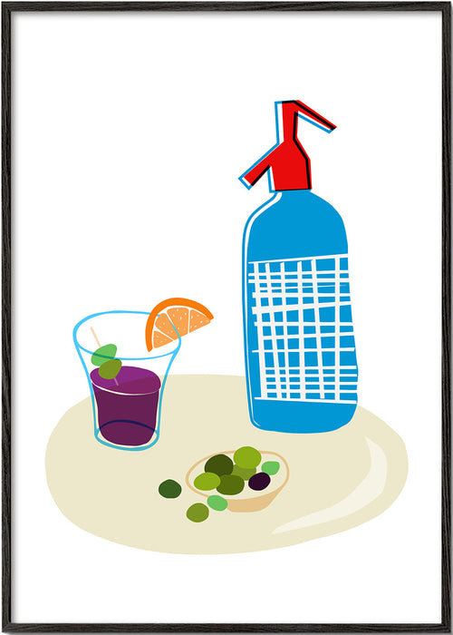 Køkkenkunst: sifonflaske og vermouthglas illustration