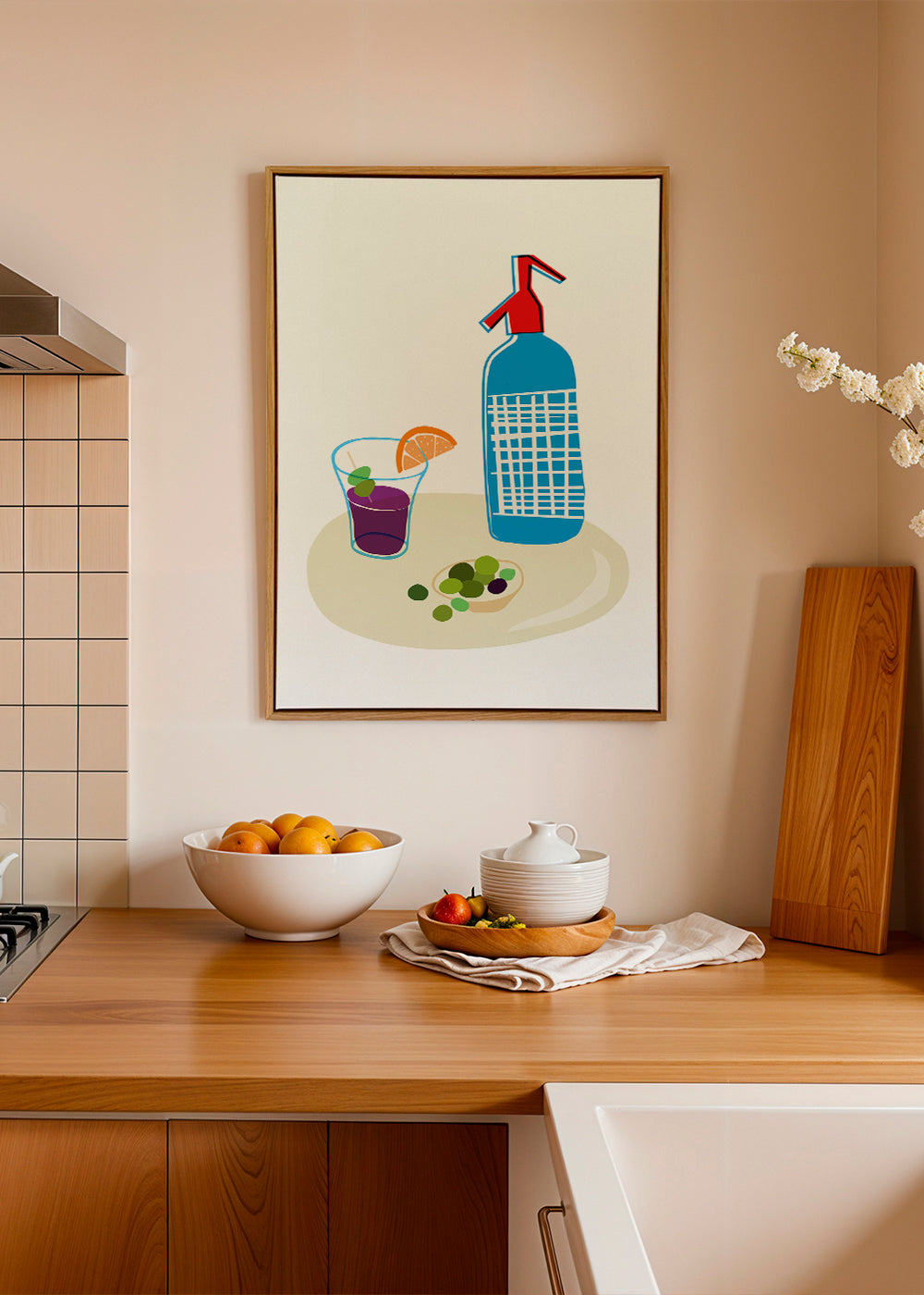 Køkkenkunst: sifonflaske og vermouthglas illustration