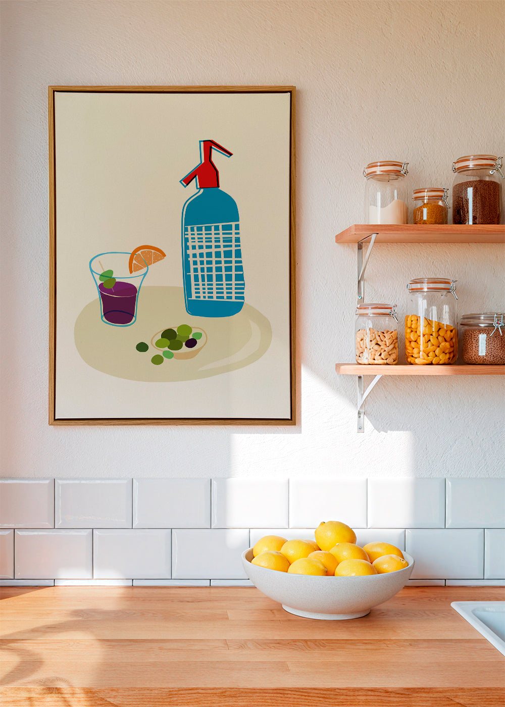 Køkkenkunst: sifonflaske og vermouthglas illustration