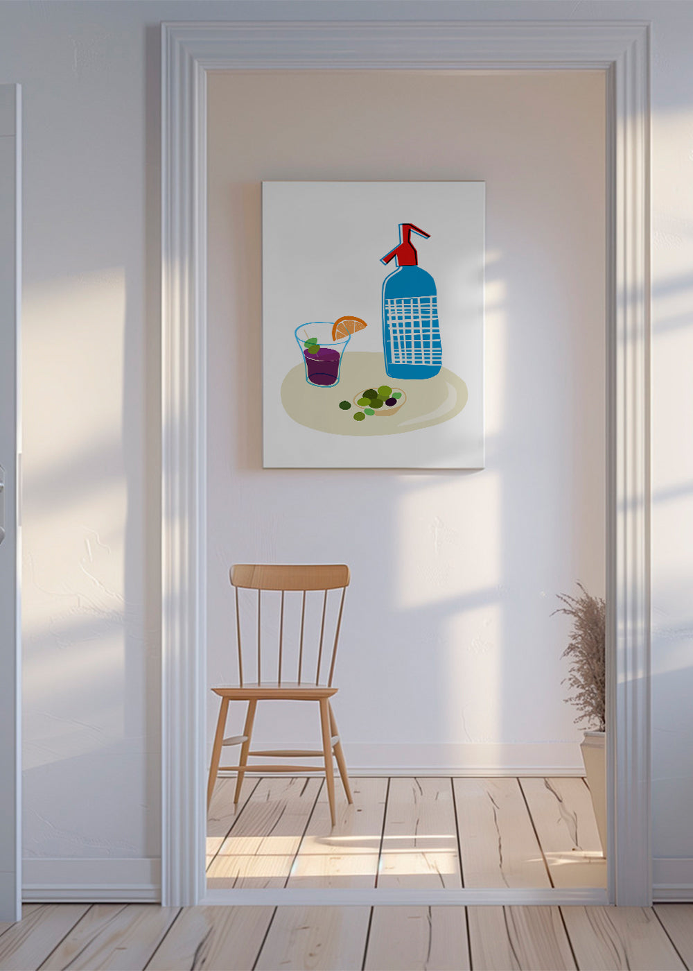 Køkkenkunst: sifonflaske og vermouthglas illustration