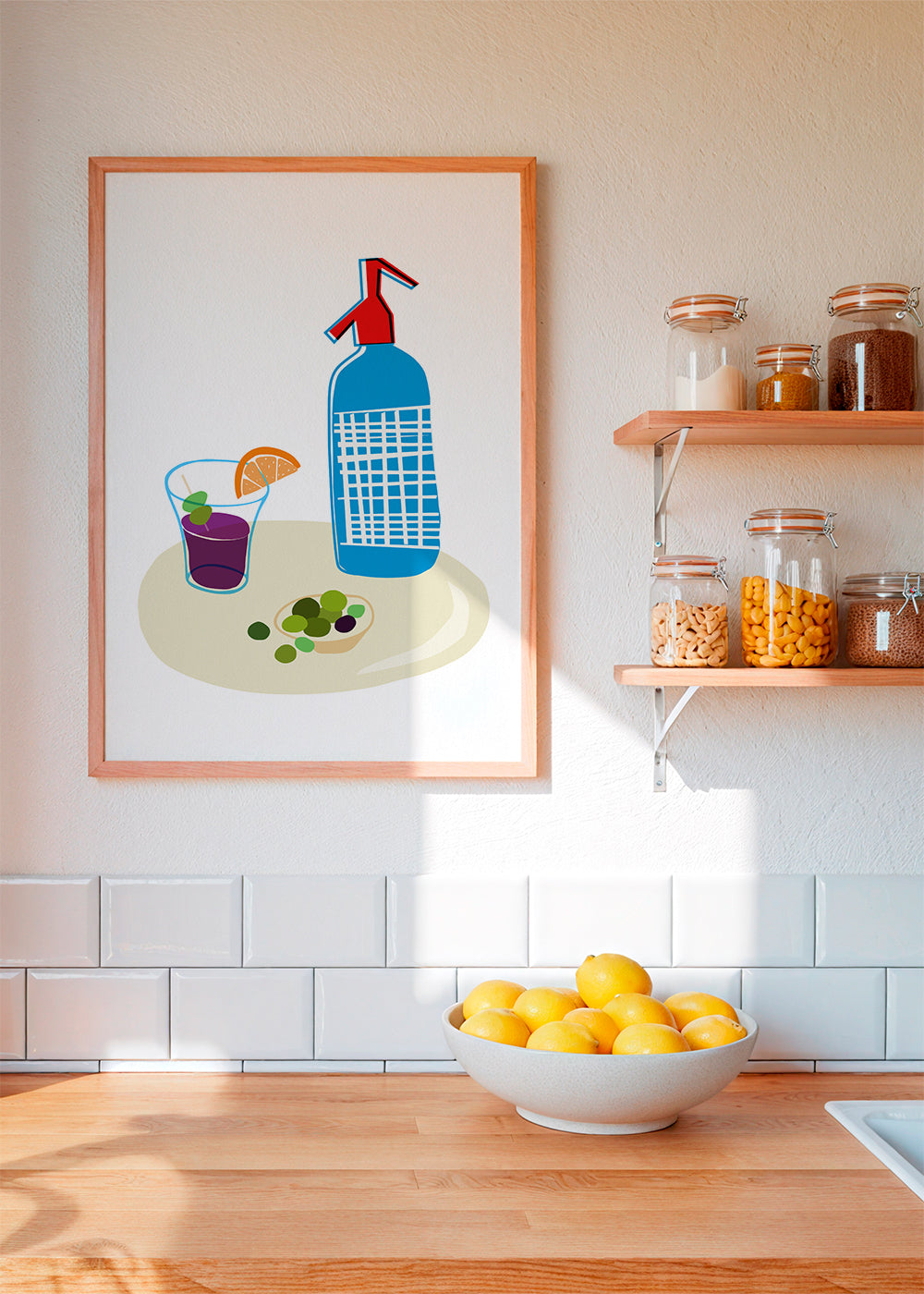 Køkkenkunst: sifonflaske og vermouthglas illustration