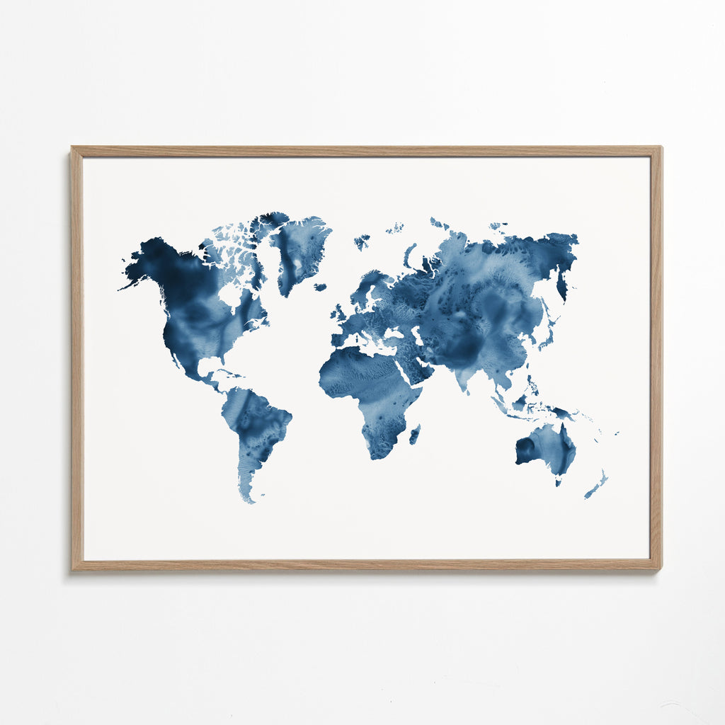 Køkkenkunst: verdenskort i indigo