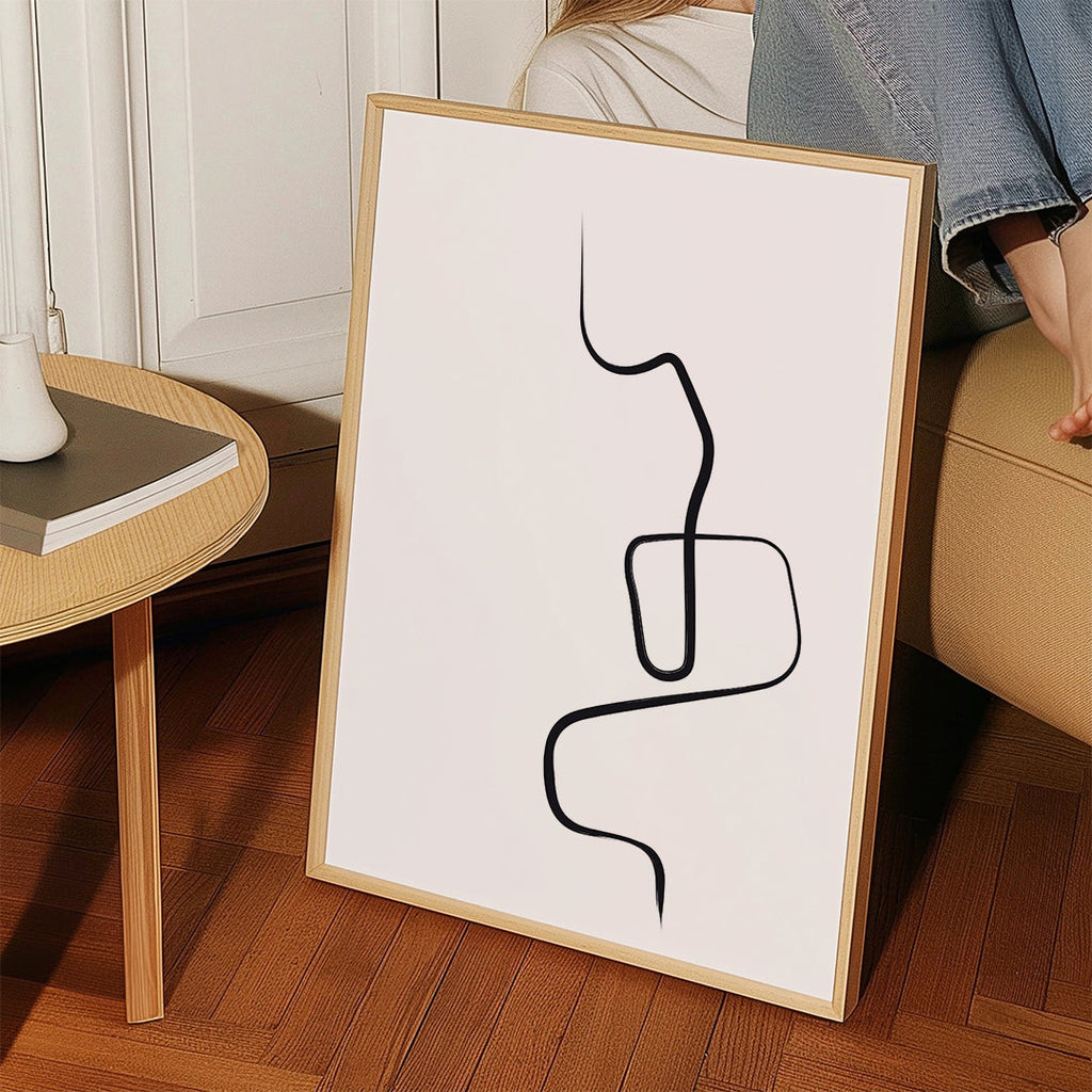 Minimalistisk billede med sort linje