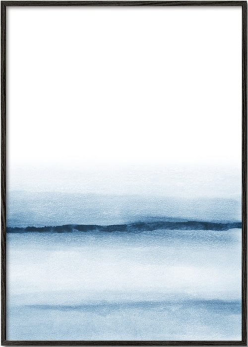 Landskab akvarel minimal blå