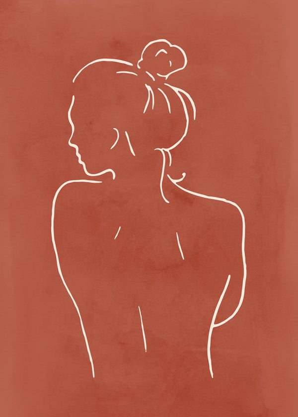 Linjetegning af kvindeligt torso sienna