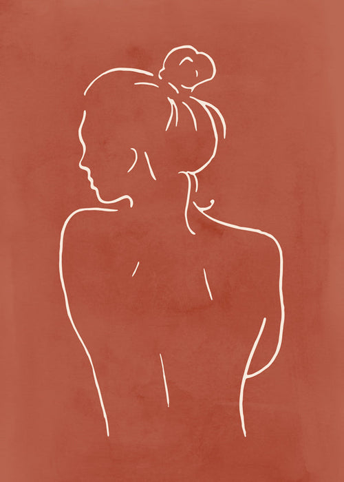 Linjetegning af kvindeligt torso sienna