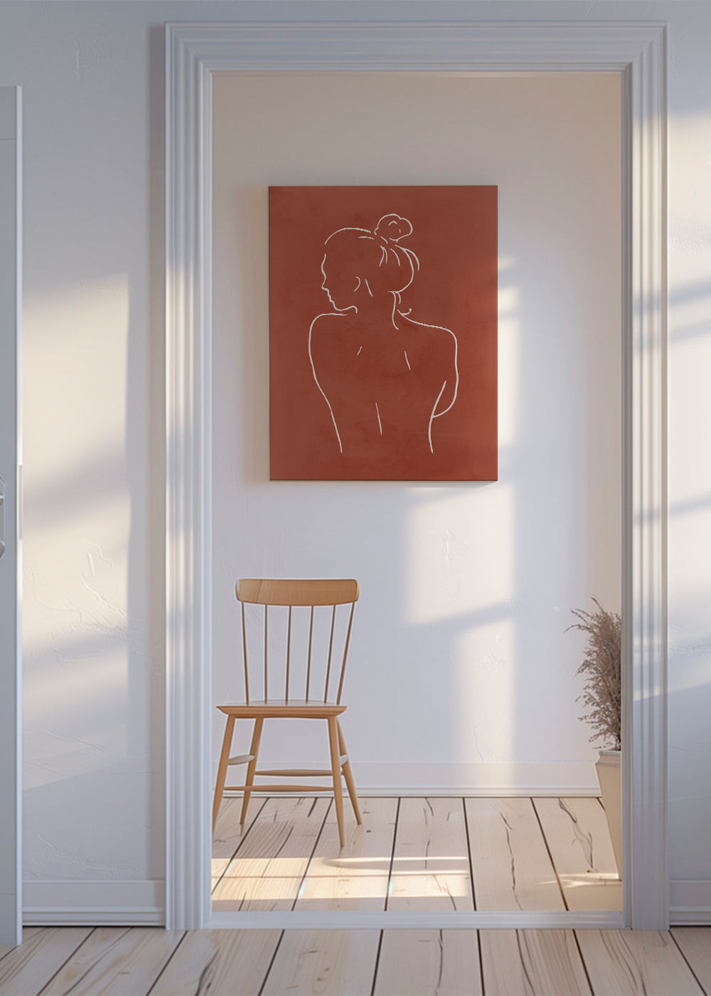 Linjetegning af kvindeligt torso sienna