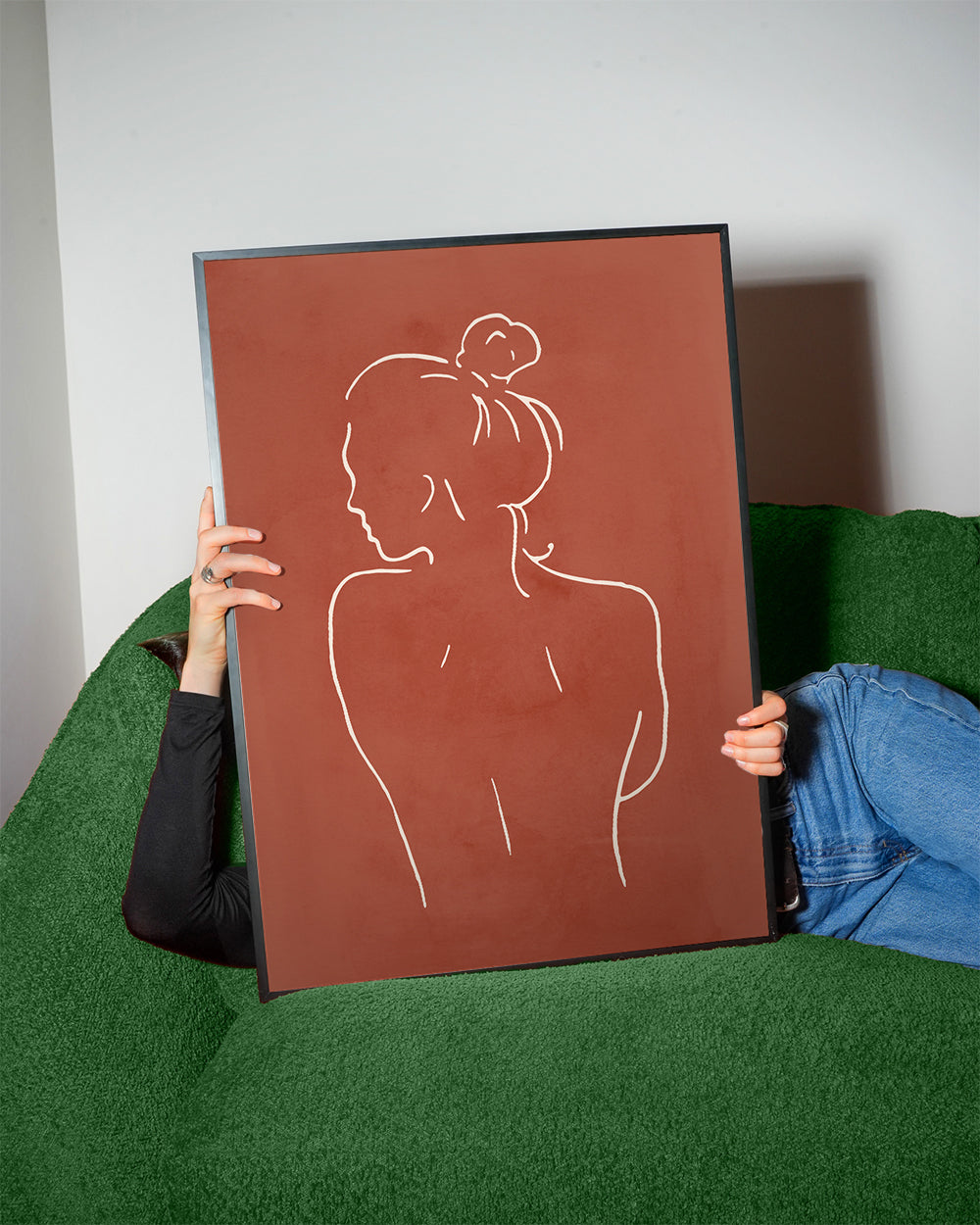 Linjetegning af kvindeligt torso sienna