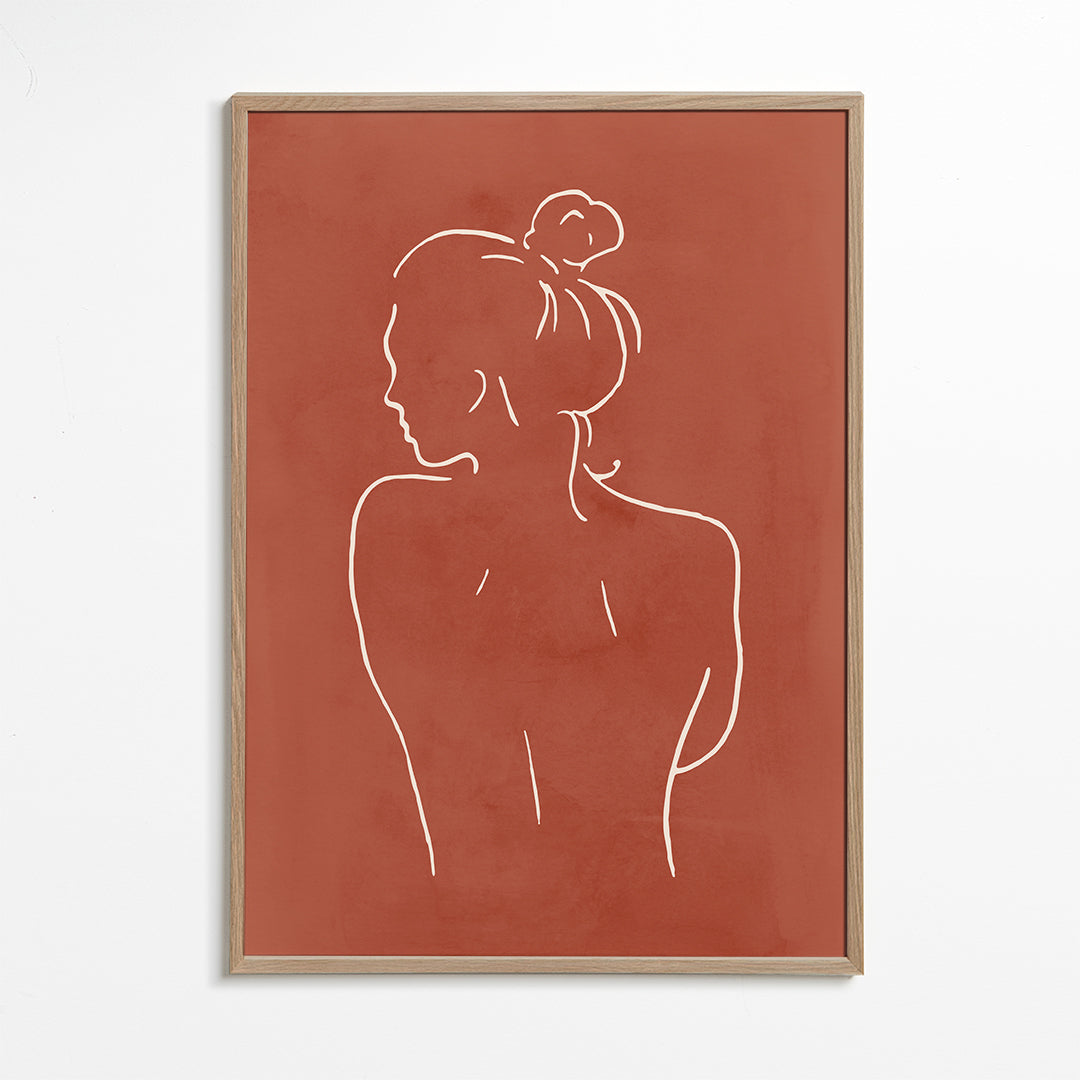 Linjetegning af kvindeligt torso sienna