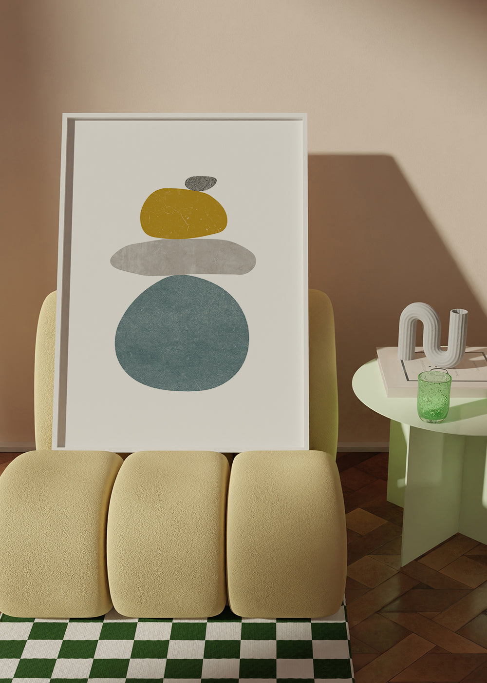 Afslappende design: stabler af småsten