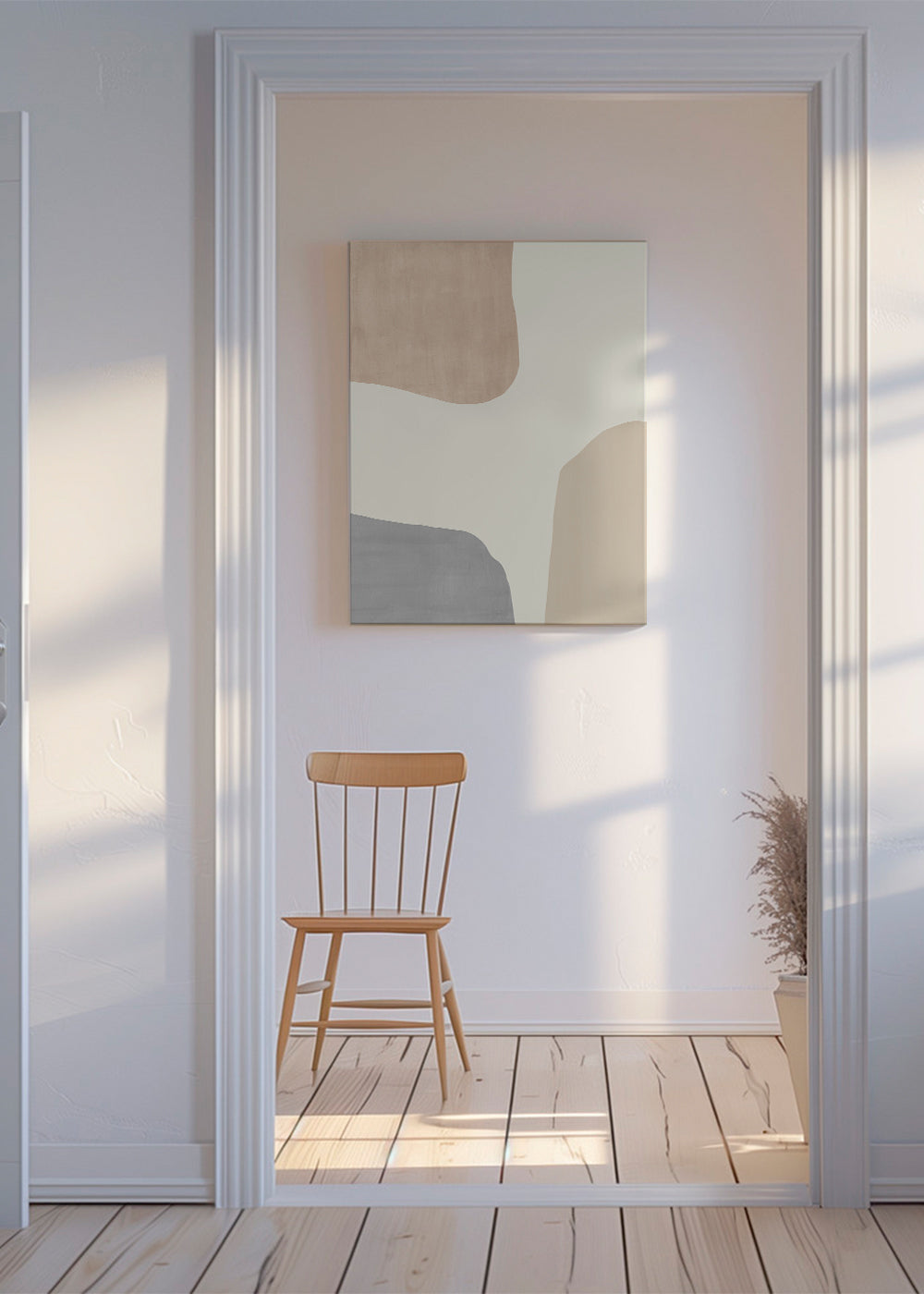 Abstrakt billede med beige organiske former