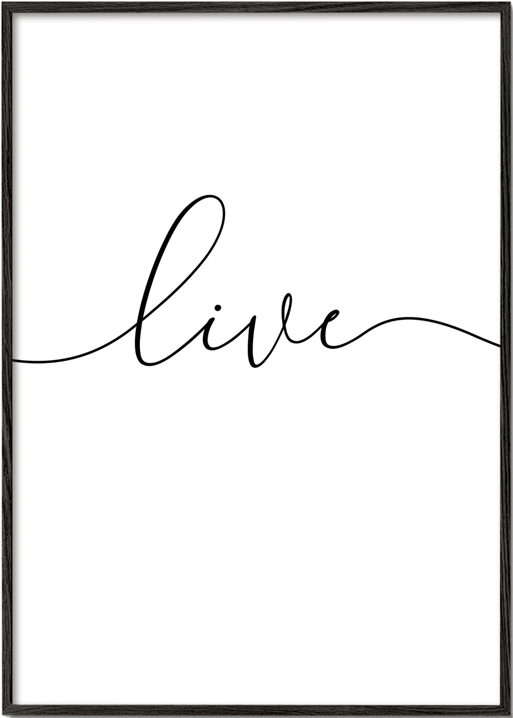 Minimalistisk plakat med teksten 'Live'