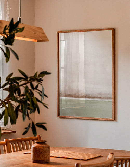 Landskab akvarel minimalistisk med blød horisont