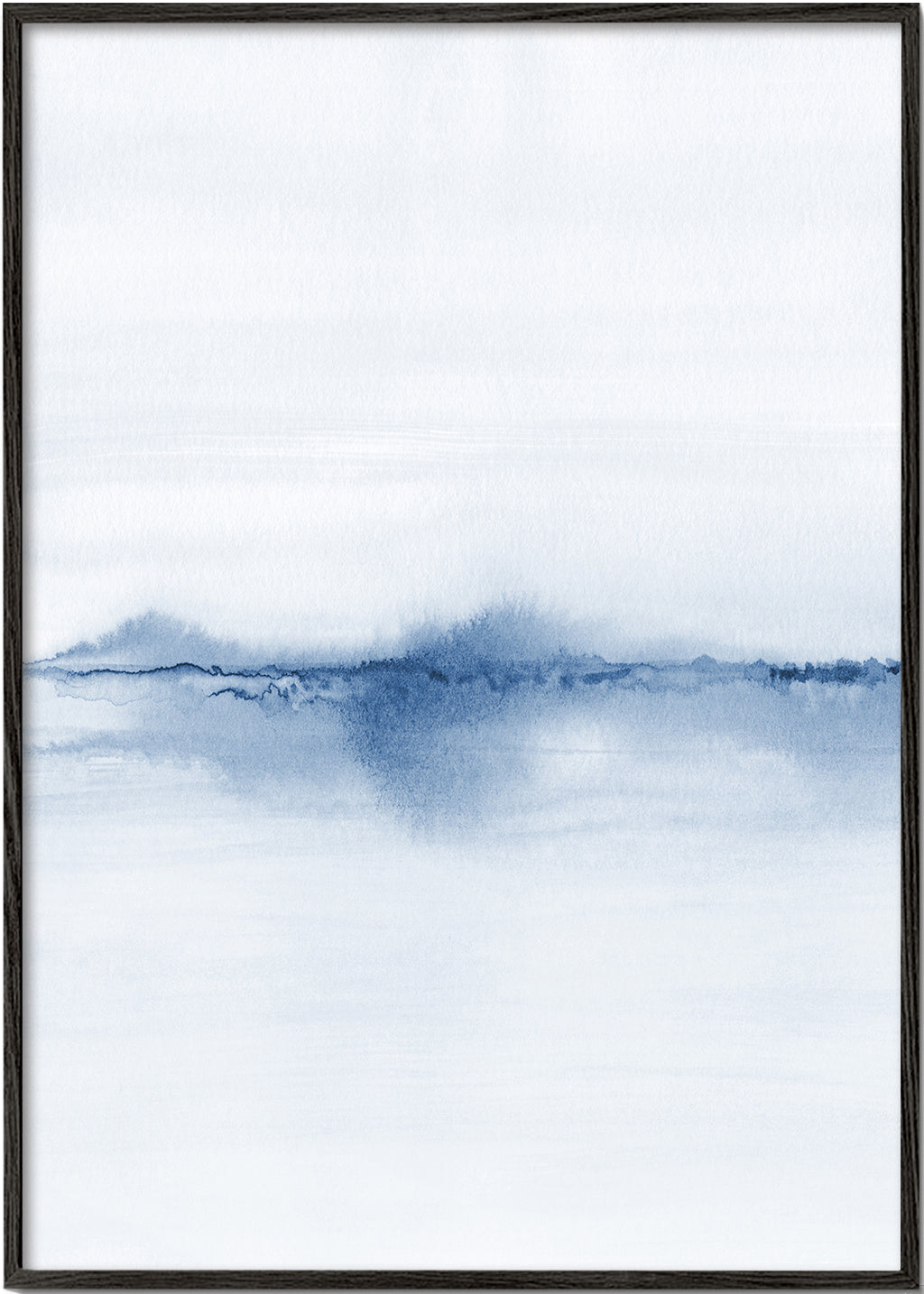 Akvarel landskab blå minimal
