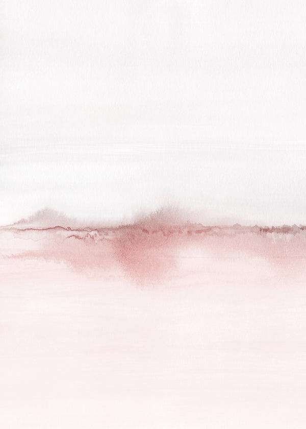 Rosa akvarel landskab kunst