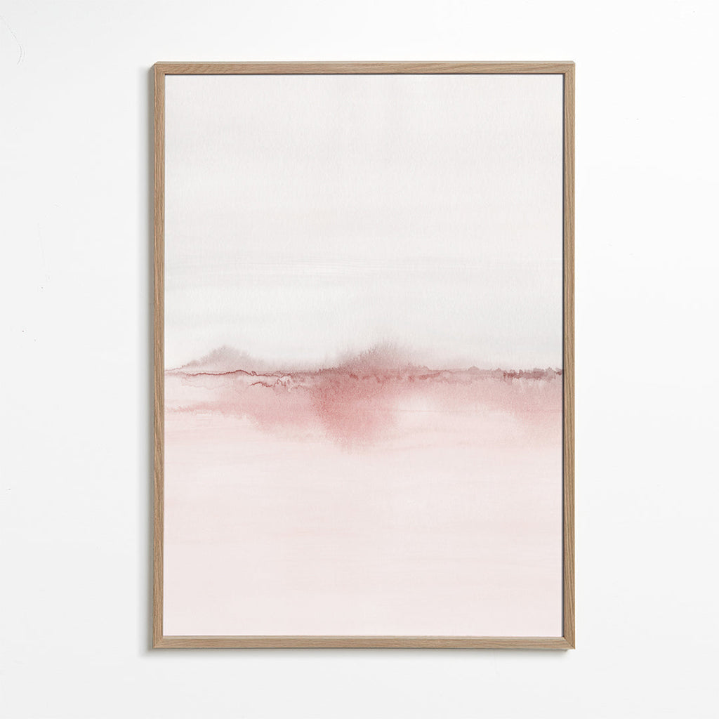 Rosa akvarel landskab kunst