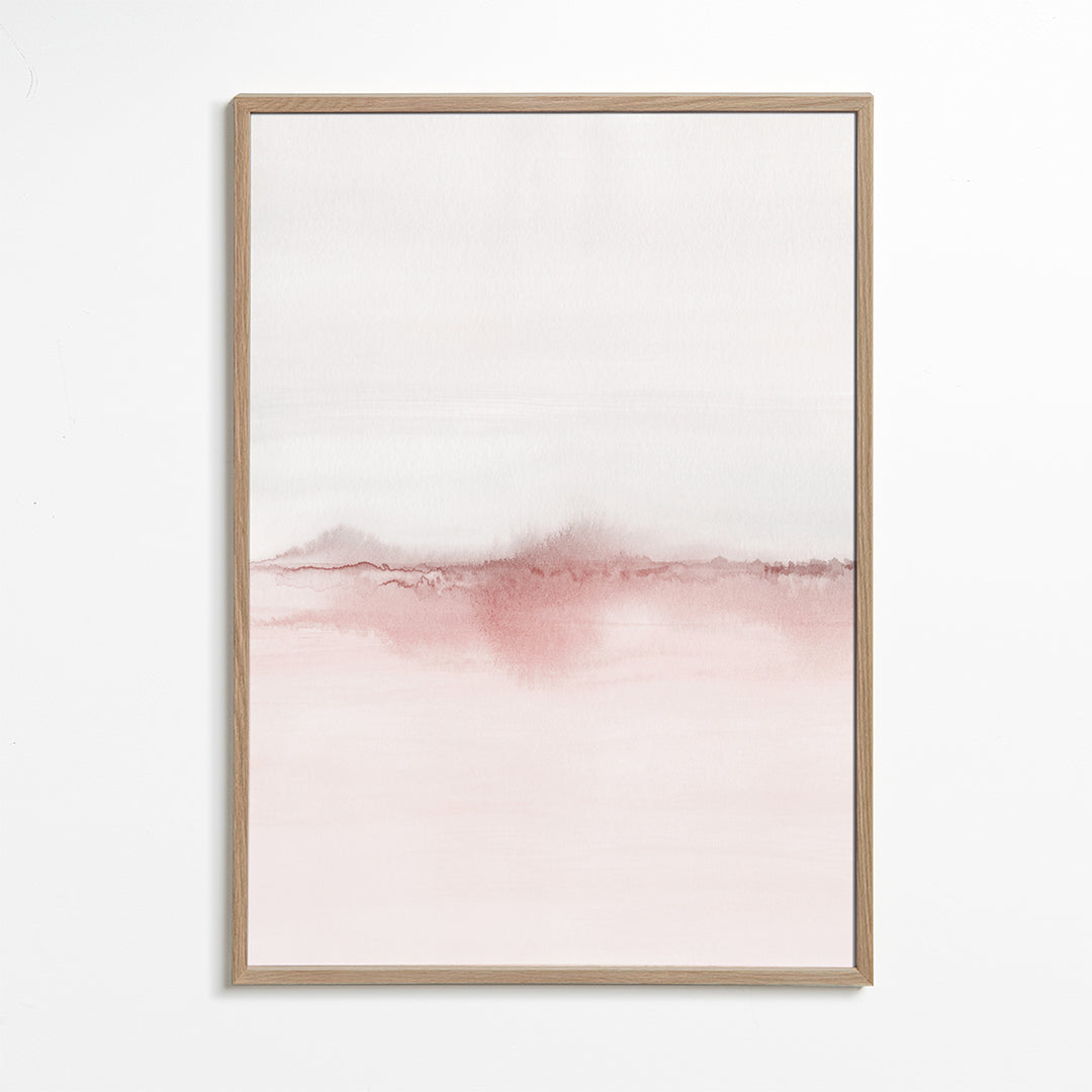 Rosa akvarel landskab kunst