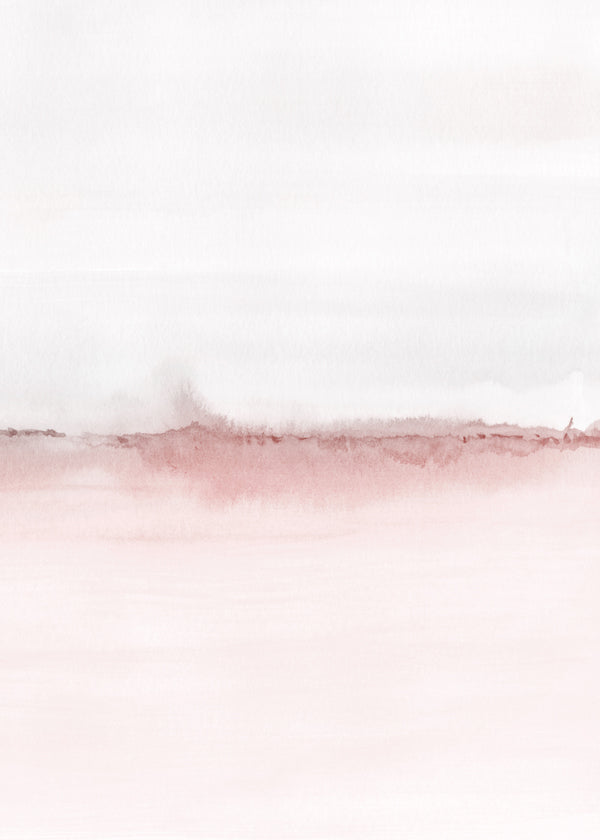 Akvarel landskab med rosa horisont