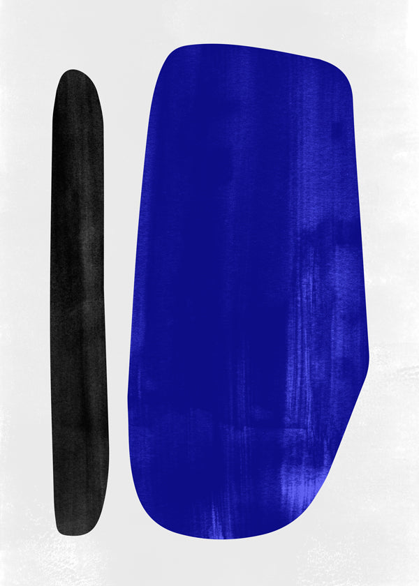 Abstrakt kunst med blå vertikal form