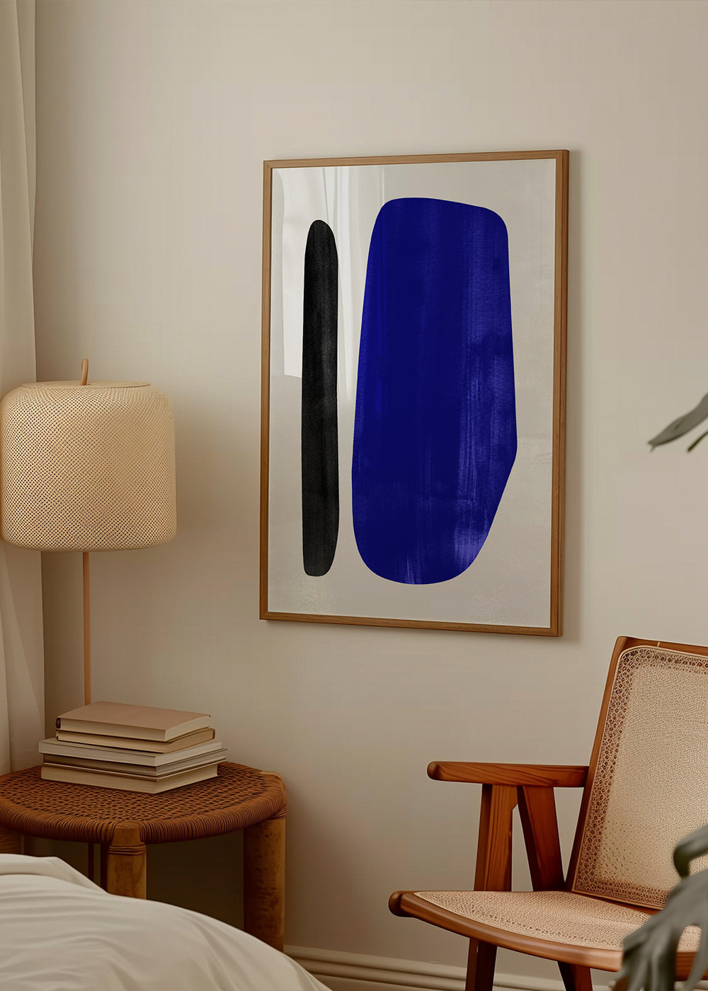 Abstrakt kunst med blå vertikal form
