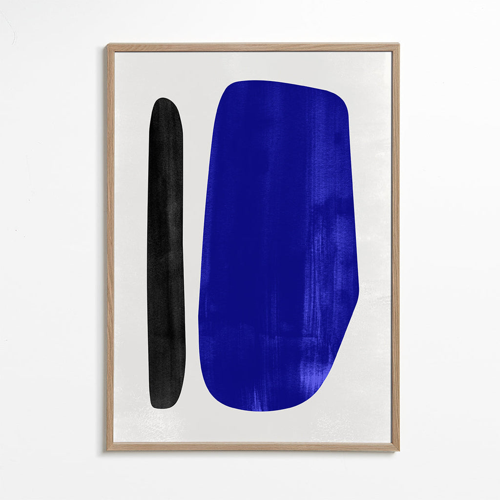 Abstrakt kunst med blå vertikal form