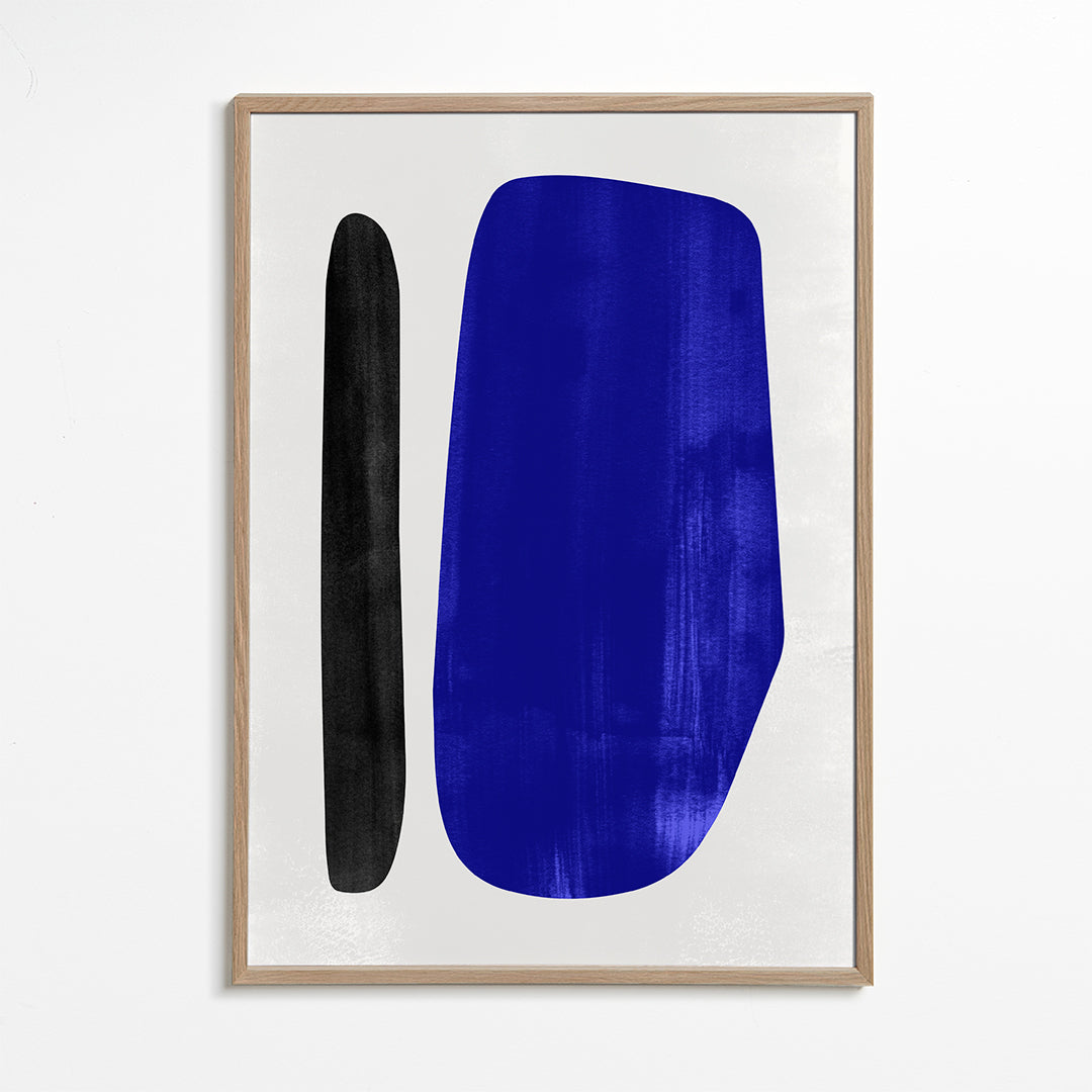 Abstrakt kunst med blå vertikal form