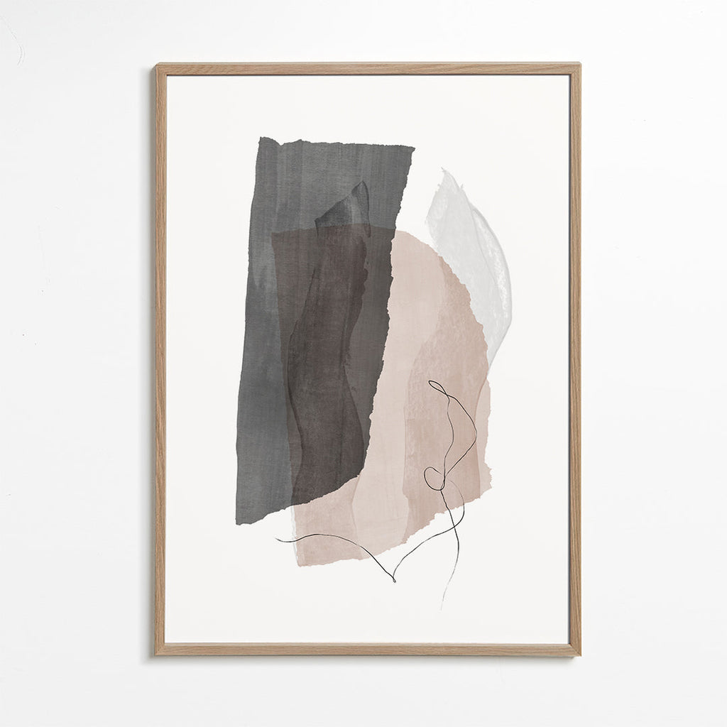 Abstrakt billede i grå og beige med linjedetalje