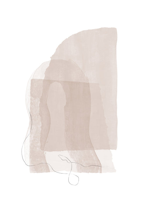 Minimalistisk plakat i neutrale toner med fine streger