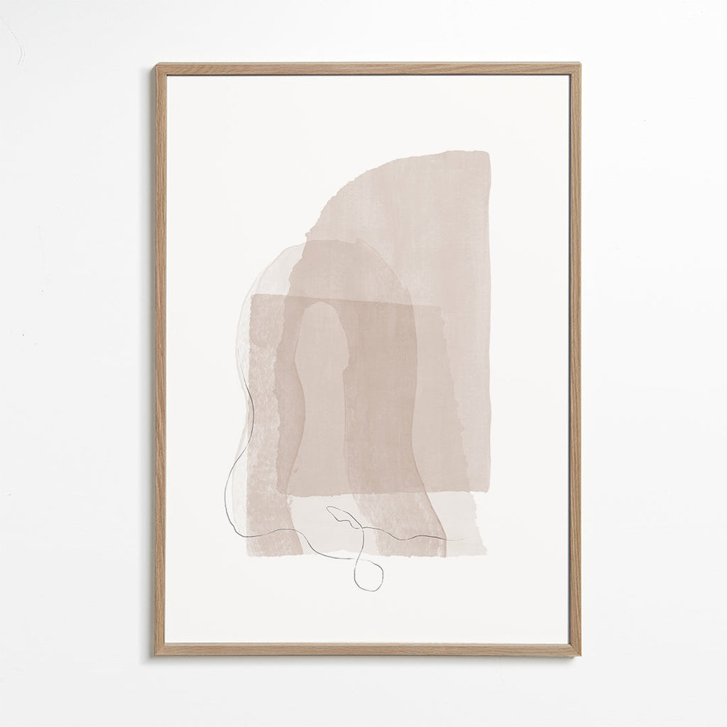 Minimalistisk plakat i neutrale toner med fine streger