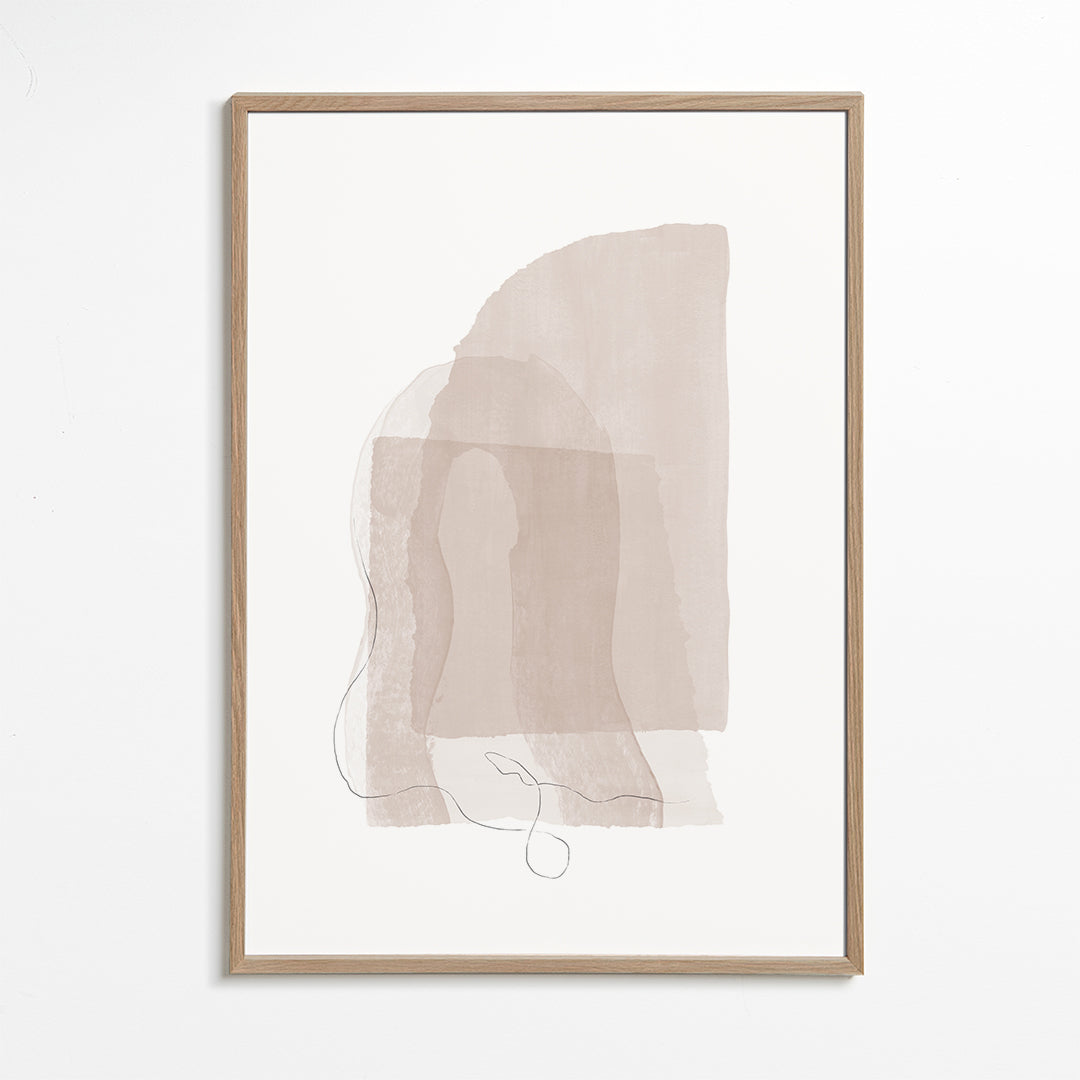 Minimalistisk plakat i neutrale toner med fine streger