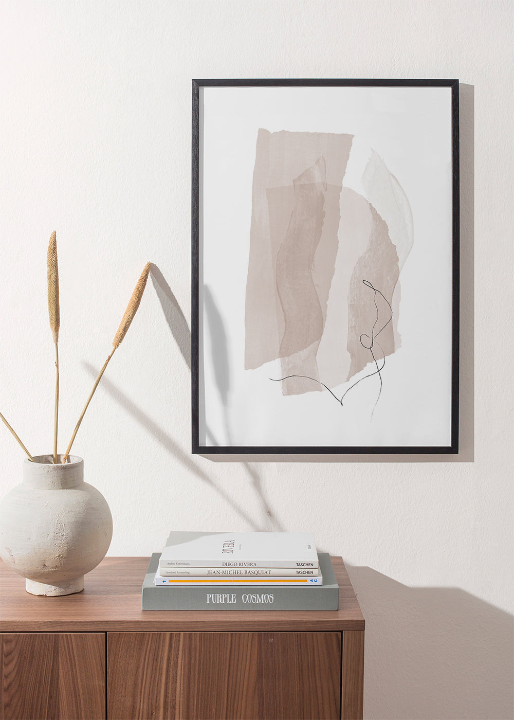 Minimalistisk beige billede med linje
