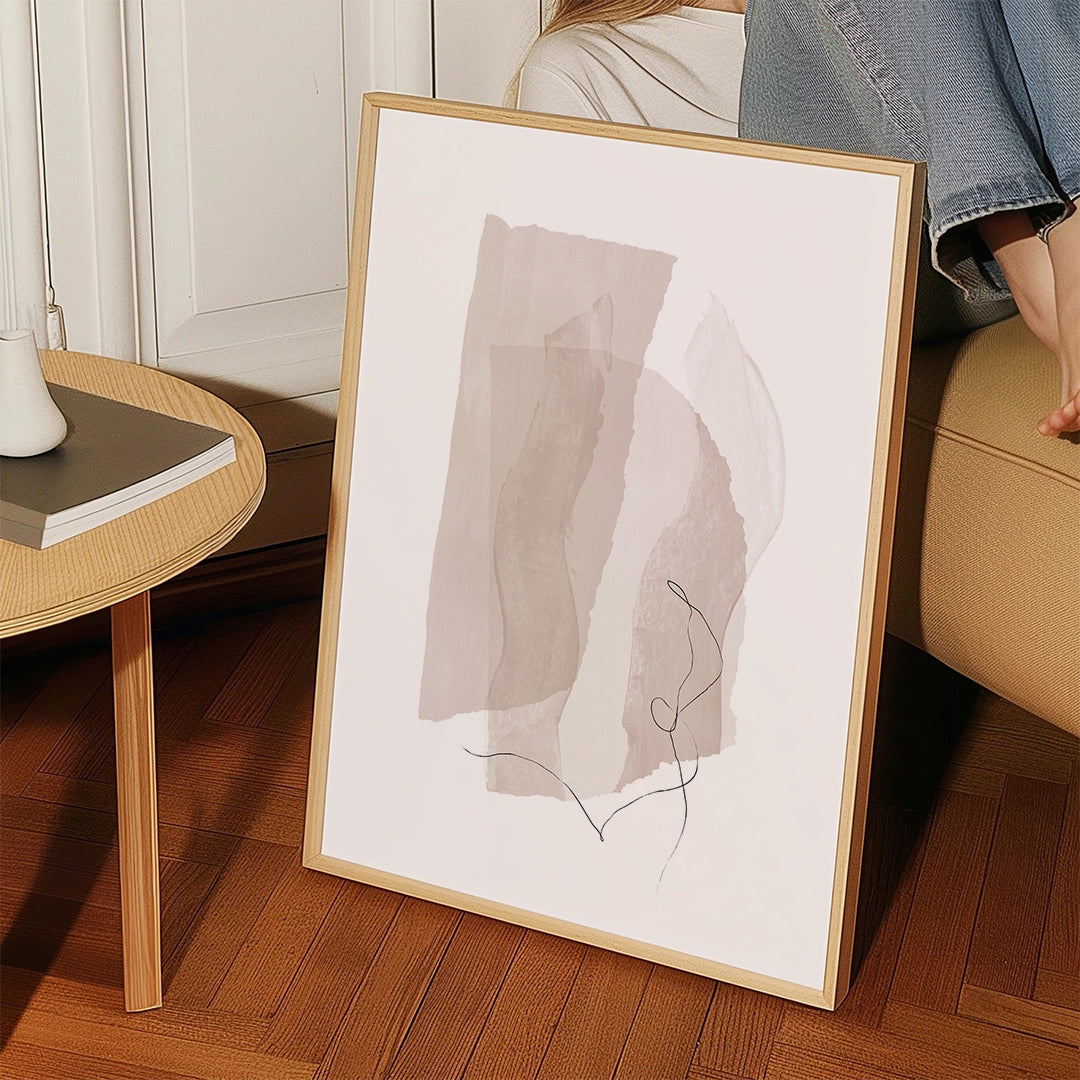 Minimalistisk beige billede med linje