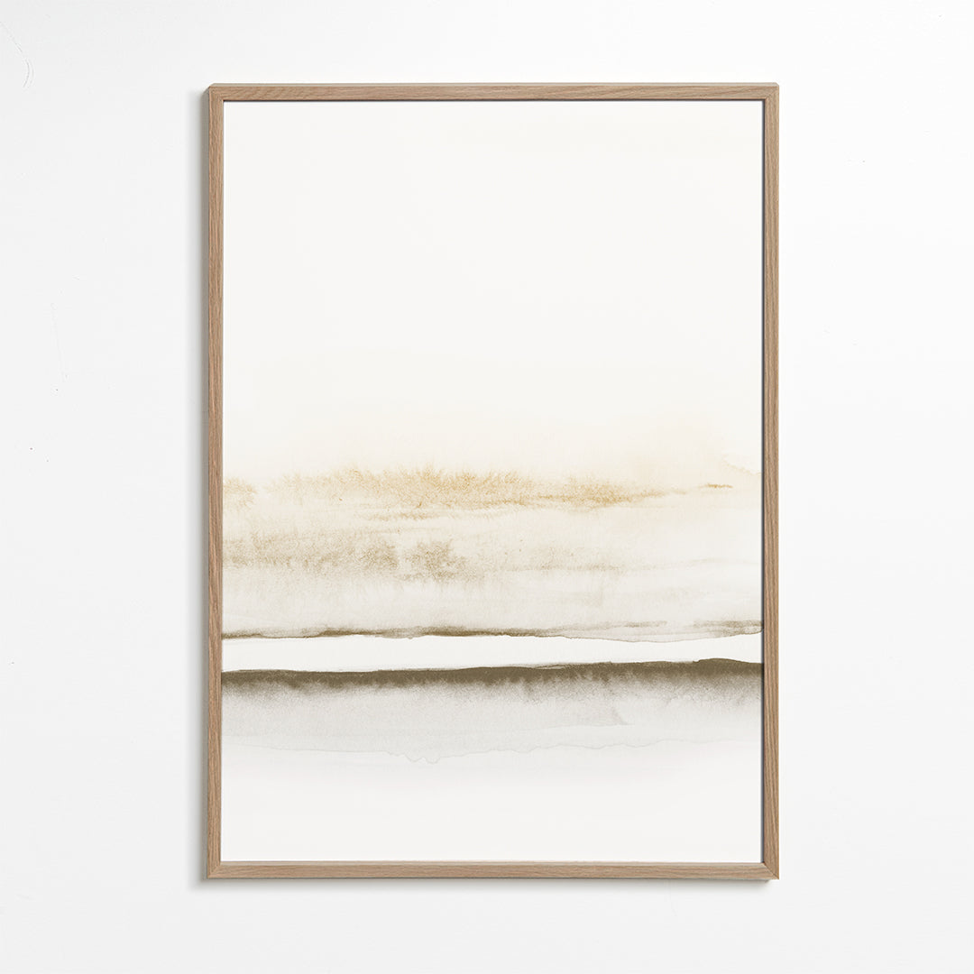 Landskabskunst minimalistisk akvarel beige