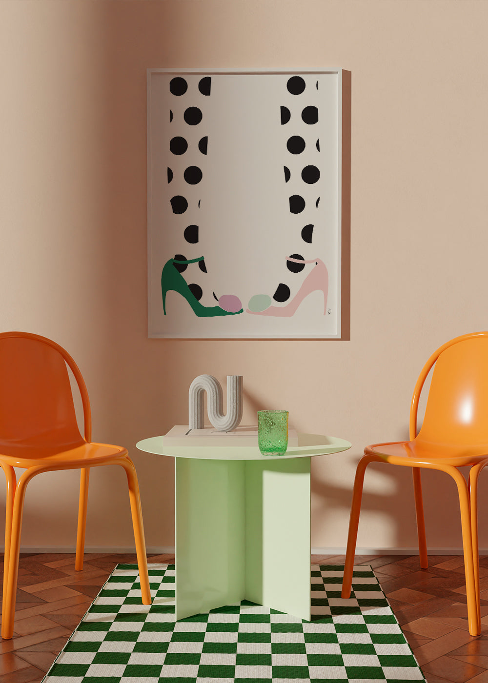Illustration af sko med prikker